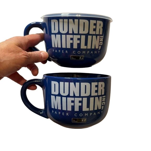Dunder Mifflin The Office Dwight Jim Pam Michael Stanley Bundle of 2 Soup Mugs - Picture 2 of 5